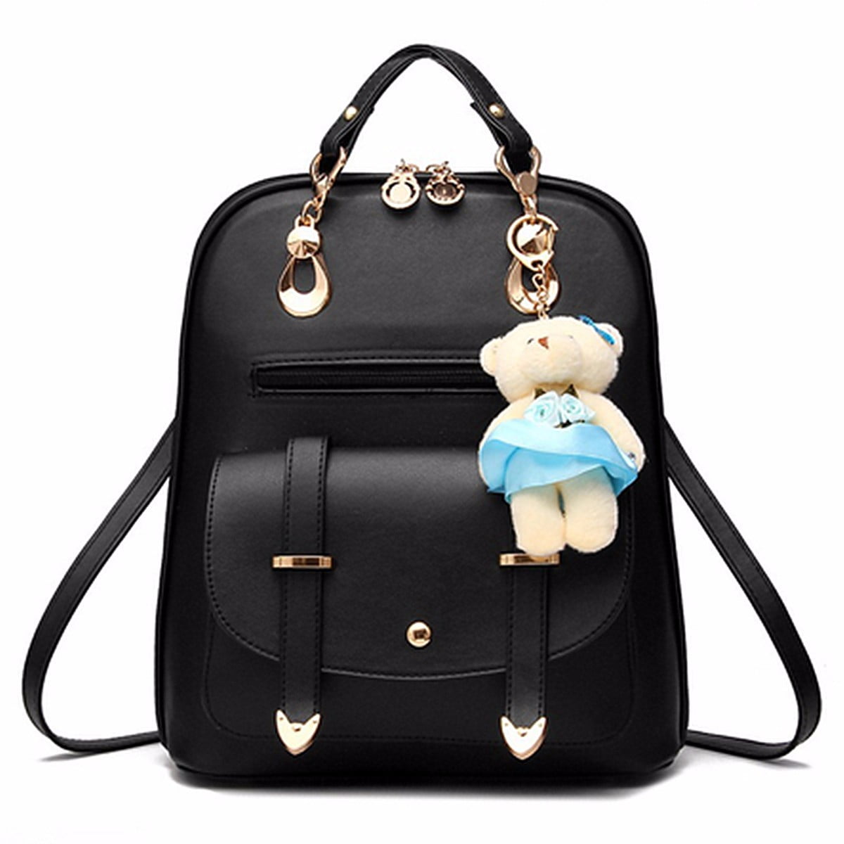 Hynbase Women Mini Leisure Cute Leather Schoolbag Backpack Shoulder Bag Pink