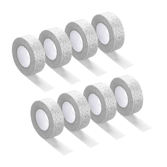 Uxcell 4 Pcs 0.6 Inch x 5.5 Yards Glitter Washi Tape Silver Crafting Tape Glitter Masking Tape Decorative Tape