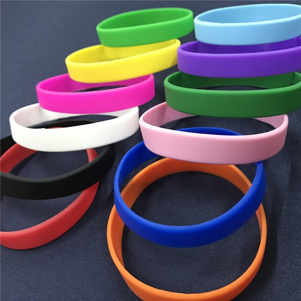 Amazon.com : ZIQON Wholesale Rubber Bracelets Solid Color Silicone  Wristbands Blank Stretch Silicone Wristbands Colorful Rubber Bracelets for  Women Men Gifts (24) : Office Products