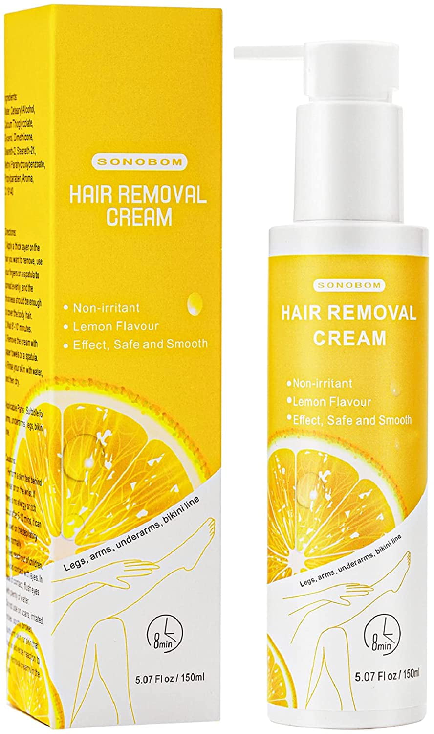 Lemon Flavor Hair Removal Cream for Women and Men, Painless Non-Irritat for  Sensitive Skin, Bikini Hair Removal Cream For Intimate Area, Arms, Legs,  Underarms, Chest,  Fl oz 