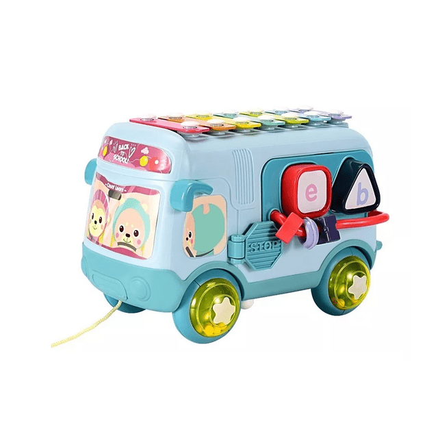 Autobus Rompecabezas Xilofono Juguete Interactivo Para Bebe Azul