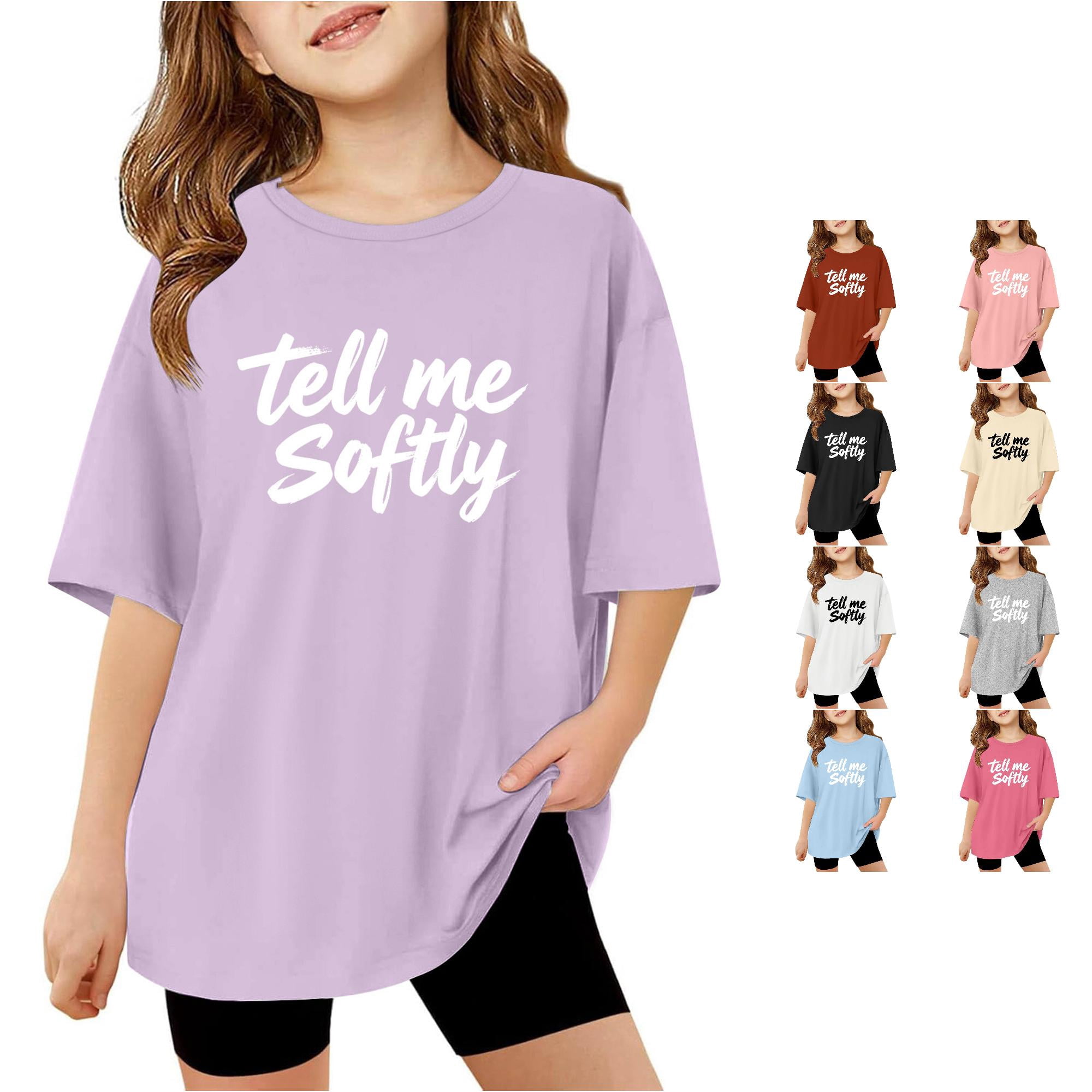 Stylish Graphic Letter Print Tee Shirts for Girls Comfortable Casual Daily Wear Soft Breathable Girls Long Sleeve Shirt 7-8 Years