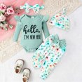 thumbnail image 4 of TOWED22 Newborn Outfit Baby Girl Going Home Outfit Ruffle Ribbed Romper Top Floral Pants Set Cute Fall Winter 4Pcs Clothes,0-1 M, 4 of 9