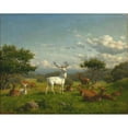 thumbnail image 2 of Carl Bøgh 24x20 Black Ornate Framed Double Matted Museum Art Print Titled: A White Stag with its Pack, 2 of 5