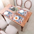 thumbnail image 6 of LNWH Flat Powder Blue Block Pattern Placemats, 4 PCS Heat Resistant Washable PVC Table Mats, 18"x12", 6 of 6