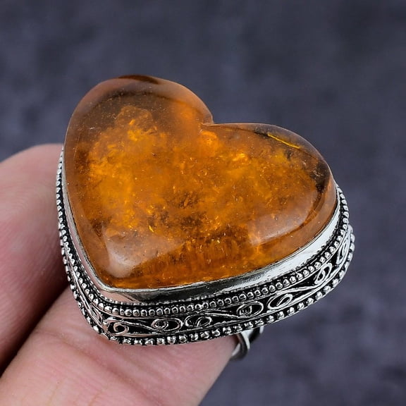 Baltic Amber Handmade 925 Sterling Silver Gift Jewelry Ring Size 6