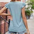thumbnail image 6 of Fesfesfes V Neck T Shirts for Women Fashion Womens Casual Solid Color V Neck Ruffled Short Sleeve Tops Loose Blouses Workout Short Sleeve Tops for Women 8(L), 6 of 7