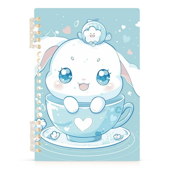 Cute Cinnamoroll Sanrio in Cup Spiral Notebooks 60 Sheets 120 Pages A5 Journal Notepad 8.3x5.7 Inch Thick Adjustable College Ruled Paper