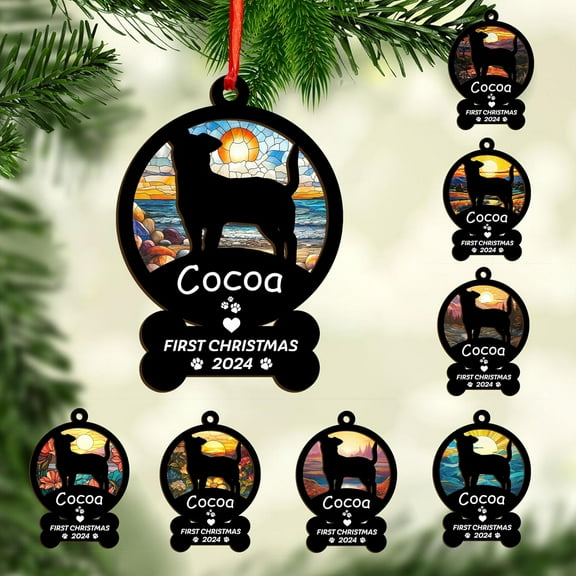 Personalized Wooden Dog Cat Paw Ornament Christmas, Custom Dogs Cat Suncatcher Pet Name Ornaments, Customized Memorial Dog Ornament for Christmas Tree (Suncatcher18) - 2973