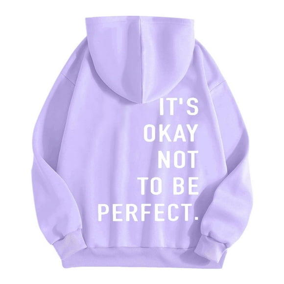 Aocisk Women's Inspirational Mental Health Awareness Hoodie with 'It's Ok Not To Be Ok' Message for Support and Comfort Purple XL
