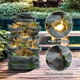 thumbnail image 3 of Grepatio Outdoor Water Fountain 7 Tier Cascading Rock Waterfalls Fountains with LED Lights and Pump Indoor/Outdoor Modern Floor Standing Garden Water Fountain for Yard, Patio, House Decor, 3 of 7