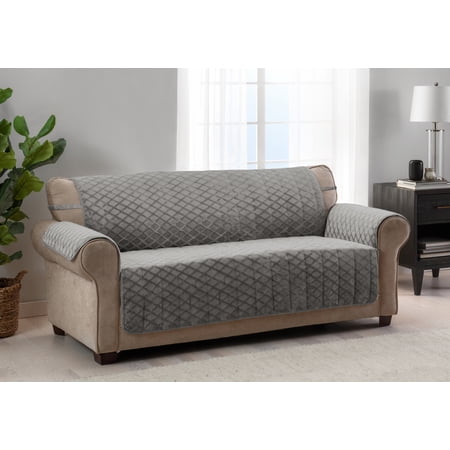 Innovative Textile Solutions 1-piece Fairmont Diamond Plush XL Sofa Furniture Cover  Grey