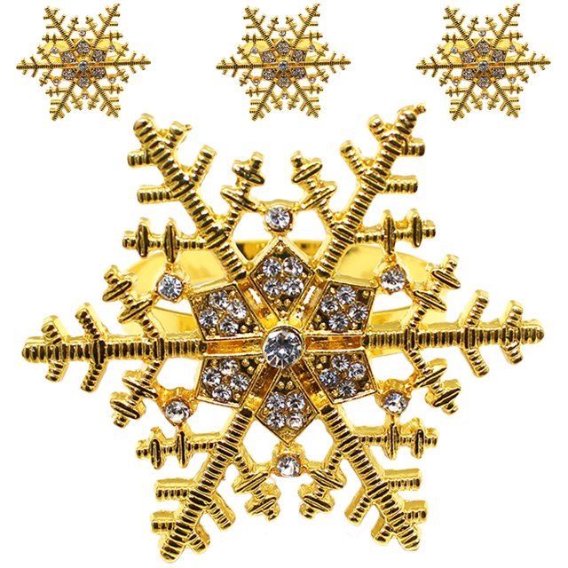KAKOWELY 4 servilleteros de aleación con forma de copo de nieve, exquisitos, para mesa de fiesta navideña