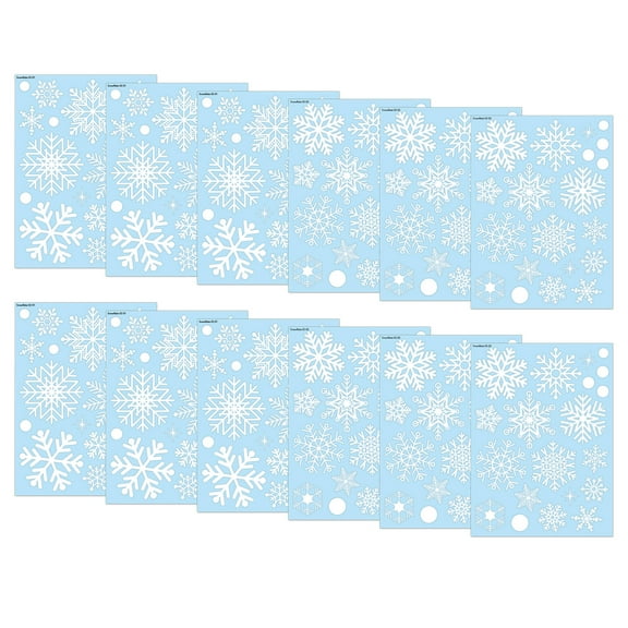 228 Pcs Snowflake Window Clings for Glass Windows, Double Sided Winter Snowflake Stickers, Static Snowflake Window Decals Decoration Ornaments for Christmas Xmas Holiday Home Party