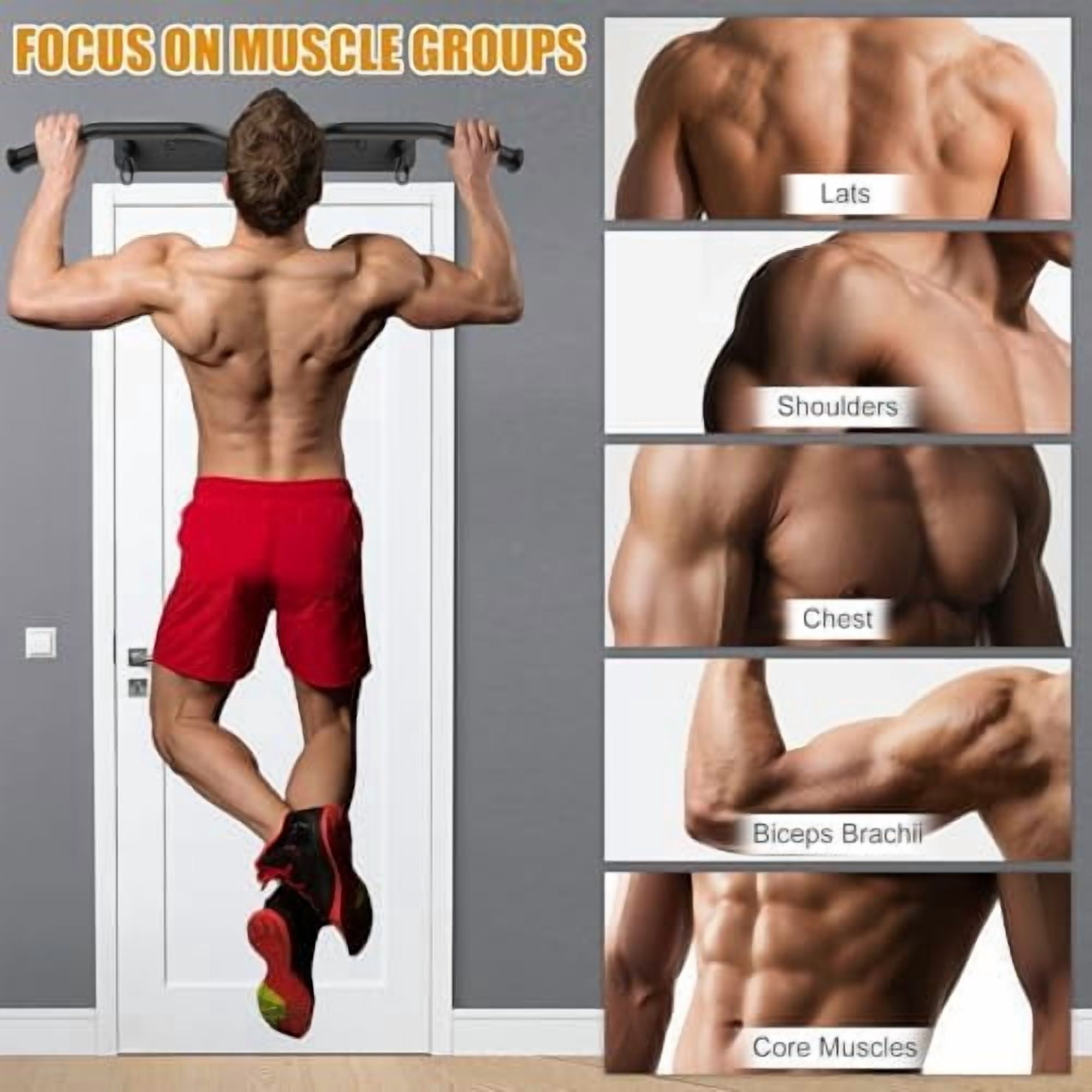 Heavy Duty Wall Mounted Doorway Pull Up Bar, Multifunctional Chin Up Bar, Portable Fitness Door Bar, Body Workout Home Gym System A: 39" Wall Mount Pull Up Bar