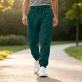thumbnail image 3 of Mens Baggy Sweatpants Loose Fit Cotton Casual Comfy Stretch Wide Leg Sweat Pants with Pockets Dark Green,XL, 3 of 7