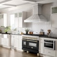 thumbnail image 2 of ZLINE Autograph Edition 48 in. 6.0 cu. ft. Legacy Dual Fuel Range with 7 Burner Gas Cooktop and 2 Electric Ovens in Stainless Steel with Black Matte Doors and Polished Gold Accents (RAZ-BLM-48-G), 2 of 7