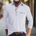 thumbnail image 2 of Men's Spring And Autumn Solid Color T-shirt Lapel 3 Button Open Placket Button Long Sleeved TopXL, 2 of 5