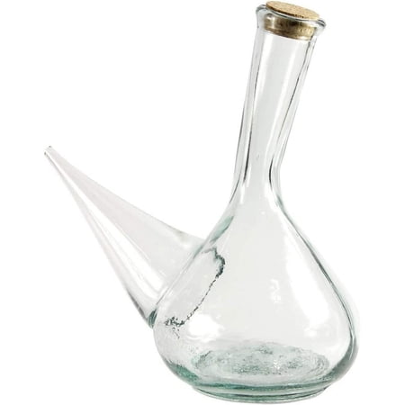 Spanish Porron Glass Decanter 1 Liter (1000mL) – Hand Blown Wine Pitcher, Lead-Free Glass Wine Carafe for Red Wine – Durable, Strong Glass – Perfect Wine Gift & Accessories