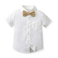 thumbnail image 5 of ameIAEA Baby Boy Clothes Suits Short Sleeve Dress Shirt with Bowtie Suspender Shorts Sets Wedding Outfit, 5 of 7