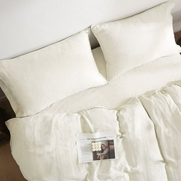 Juego de cama 100% lino (1 funda nórdica 1 sábana bajera 2 fundas de almohada)