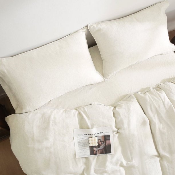 Juego de cama 100% lino (1 funda nórdica 1 sábana bajera 2 fundas de almohada)