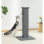 Made4Pets Cat Scratching Post, 32 Inch Carpet Covered Cat Scratcher with Kitten Toy, Tall Scratching Post for Indoor Cats Adults and Kittens, Grey