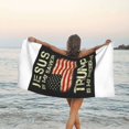 thumbnail image 3 of Jesús es mi Salvador Trump es mi presidente Toalla de playa americana Toallas de baño de microfibra Manta de playa suave para desfiles Natación Yoga Mujeres Hombres, 3 of 4