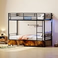 thumbnail image 4 of Bunk Bed with USB Charging Station, Able to Split, Metal Bunk Bed, Storage Space, 4 of 7