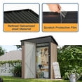 thumbnail image 4 of Aoxun 5.1 x 2.7 ft Outdoor Metal Shed, Storage Garden Shed with Lockable Door Tool Shed for Garden, Backyard, Poolside, Brown, 4 of 8