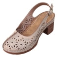 thumbnail image 2 of GERsome Women's Sandals Closed Toe Block Heels Pumps with Buckle Slingback Platform Chunky Slip On Work Party Dress Shoes Beige Size 5.5, 2 of 9