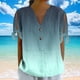 thumbnail image 4 of Vestidos Casuales Para Mujer, Blusas De Mujer De Moda Camiseta holgada de manga corta con cuello en V, botones y estampado sin posicionamiento para mujer, estilo informal y de moda, 4 of 6