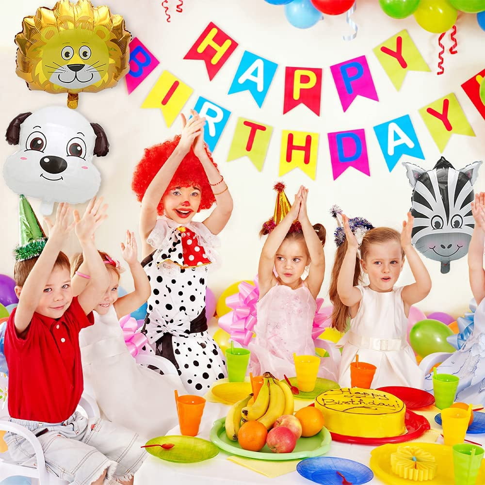 STONCEL 10PCS Animal Balloons, 25Inch Giant Zoo Animal Balloons Kit, Jungle Safari Animals Theme Birthday Party Decorations for Kids Gift Baby Shower Party Supplies
