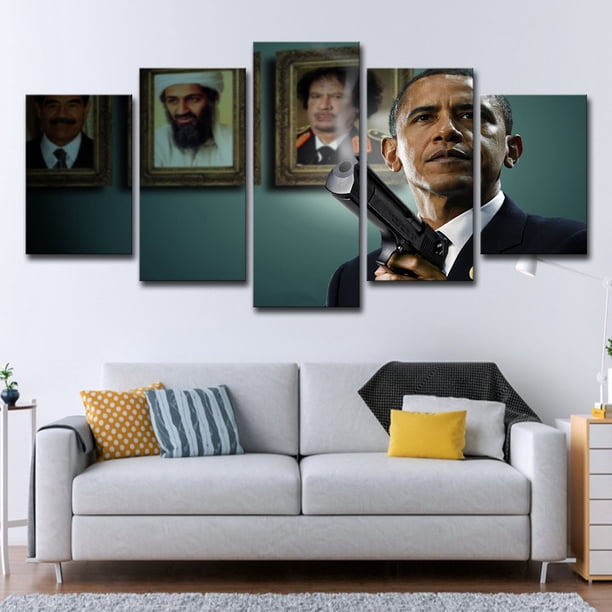Póster de pintura mural sobre lienzo, anime, 5 paneles, de Barack Obama