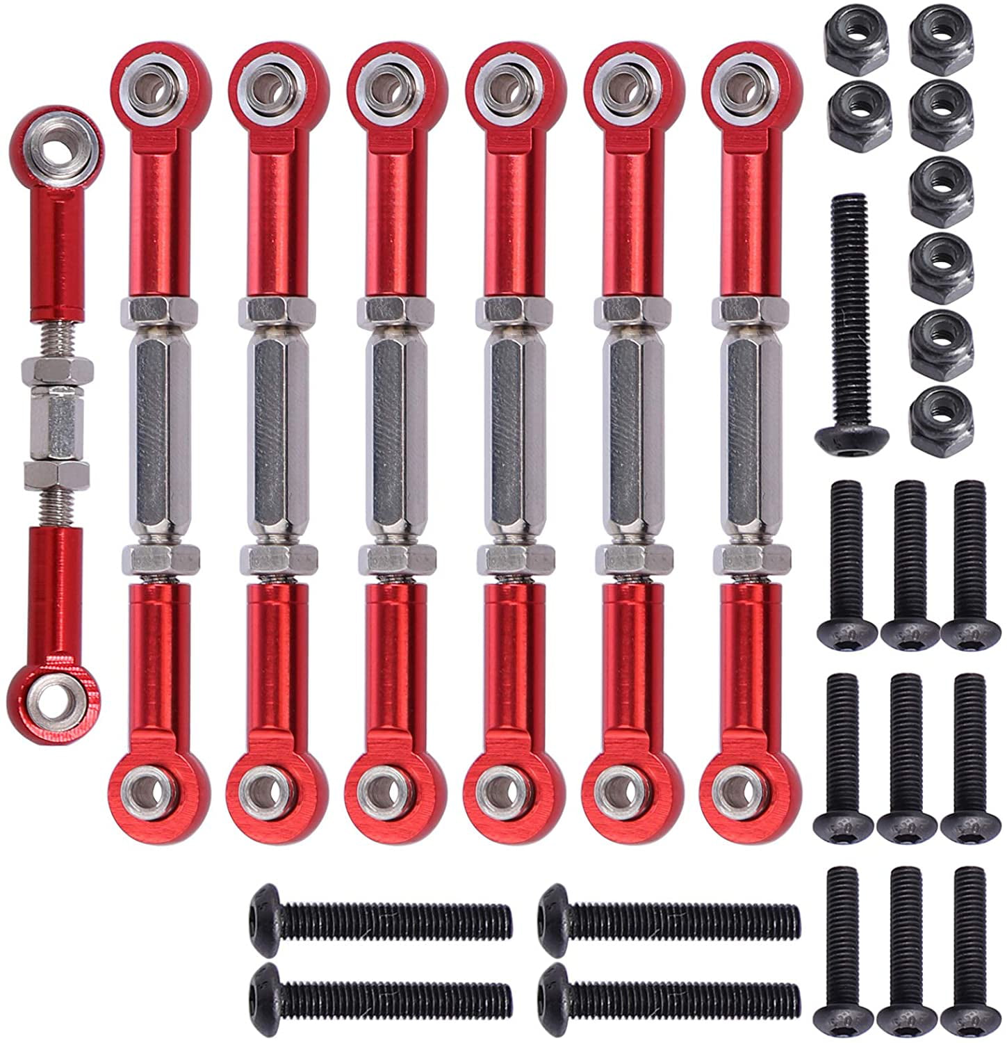 2WD Short Course Upgrade Parts 1:10 Adjustable Aluminum Turnbuckles Camber Link Rod Ends Sets for 1/10 Traxxas Slash 4X4 