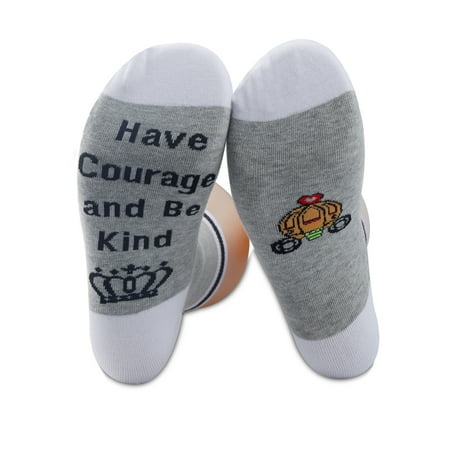 

Have Courage and Be Kind Inspirational Socks Pumpkin Carriage Crown Pattern Fairy Tale Socks Friendship Gifts