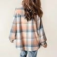 thumbnail image 3 of MORTTIC Women's Plaid Flannel Hooded Jacket, Long Sleeve Button Front Fleece Lining Coat with Pockets Pink，M, 3 of 8