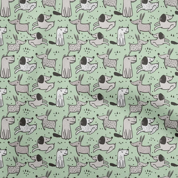 oneOone Cotton Silk Mint Green Fabric Dog Sewing Fabric By The Yard Printed Diy Clothing Sewing Supplies 42 Inch Wide