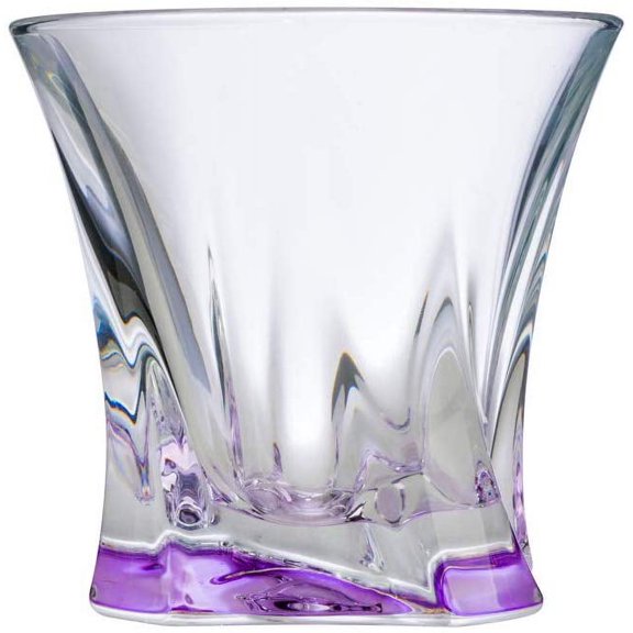 Aurum Crystal AU51765, 11 Oz Crystal Whiskey Tumblers with Swirl Design, Multi-Colored Whisky Scotch Brandy Glasses with Heavy Base, Assorted Colors, Set of 6