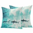 thumbnail image 2 of Pack of 2 Outdoor Pillow Covers 24x24 Inch Waterproof Ocean Shark Throw Pillow Covers,Decorative Couch Pillow Shams Protectors Teal Green Wave Summer Beach Coastal Patio Pillowcases Cushion Covers, 2 of 8