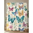 thumbnail image 4 of Shower Curtain Butterfly Shower Curtains for Bathroom, Waterproof Polyester Shower Curtain Set with Hooks, Standard Size 72" x 72" Flower Butterfly, 4 of 6