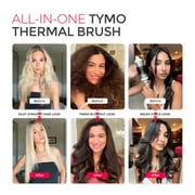 TYMO STYLUX Thermal Brush, 3-in-1 Heated Round Brush for Blowouts, Straightening & Curling, 1.7-inch Ceramic Barrel, Dual Voltage, Gold