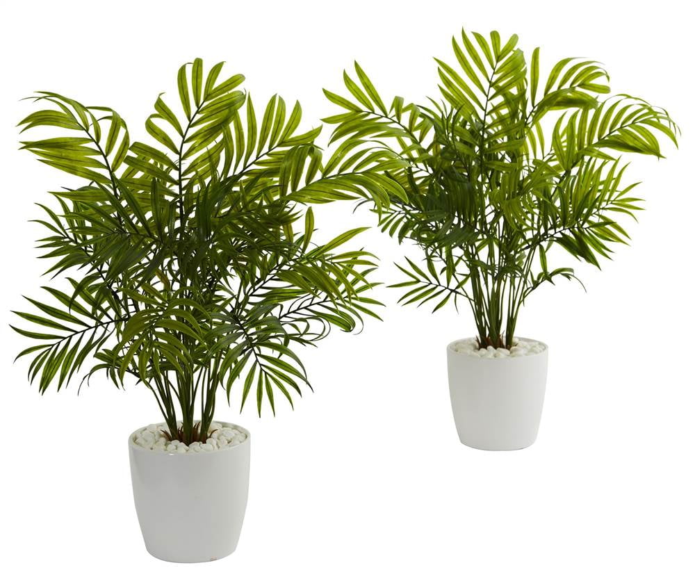 Palms in White Planter Artificial Plant Set of 2