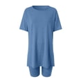 thumbnail image 6 of felwors 2 Piece Workout Sets for Women Oversized Tshirts Biker Short Matching Clothing Lounge Set Gym Yoga Outfit Blue, M, 6 of 7