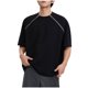 thumbnail image 1 of Tops para hombre, blusas y camisas de cuello redondo y manga corta para hombre, camisas casuales de color liso con cremallera y cuello redondo, blusa para hombre, 1 of 6