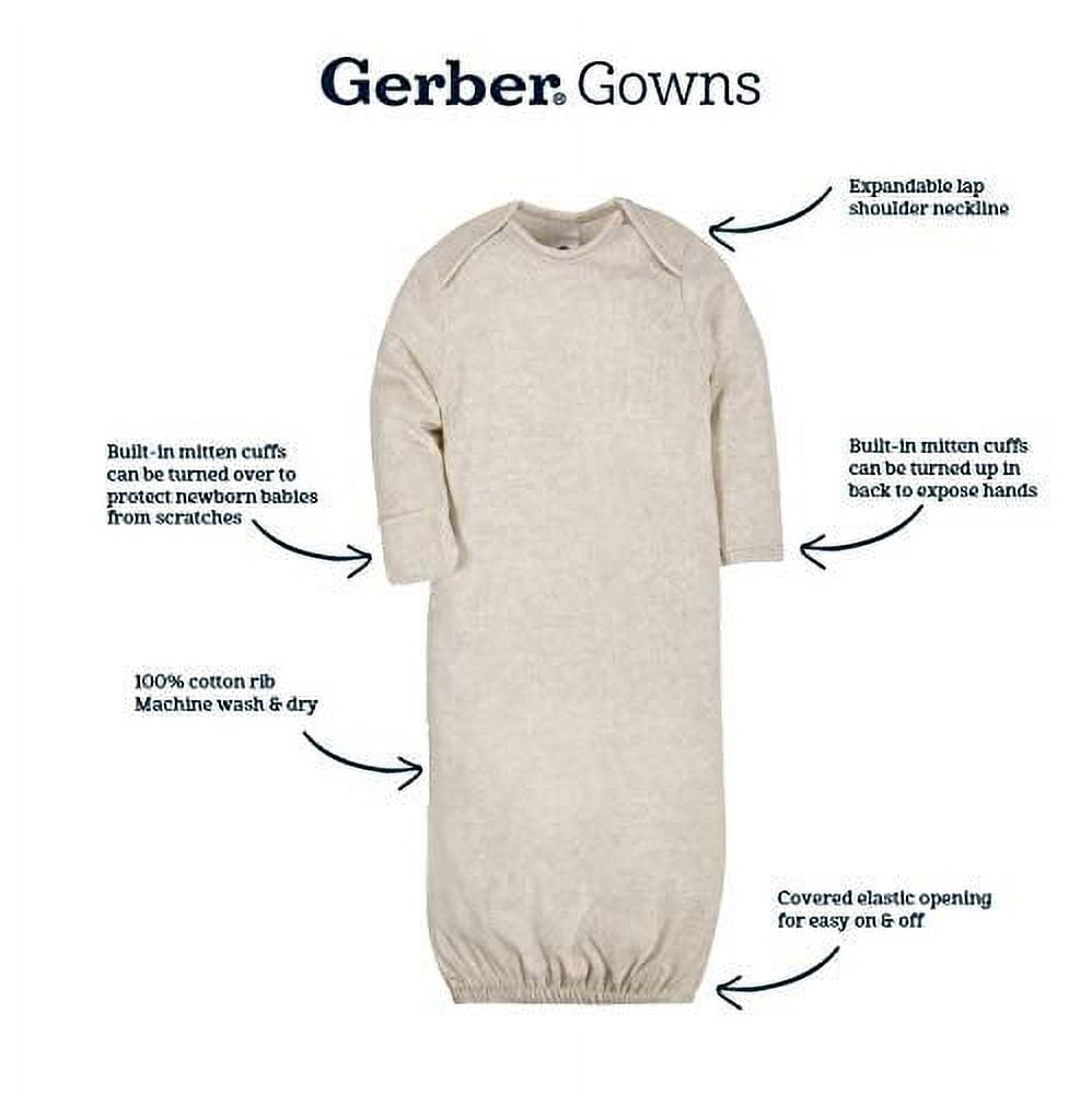 Gerber Baby Neutral Lap Shoulder Gowns, 4-Pack, Preemie-0/6 Months