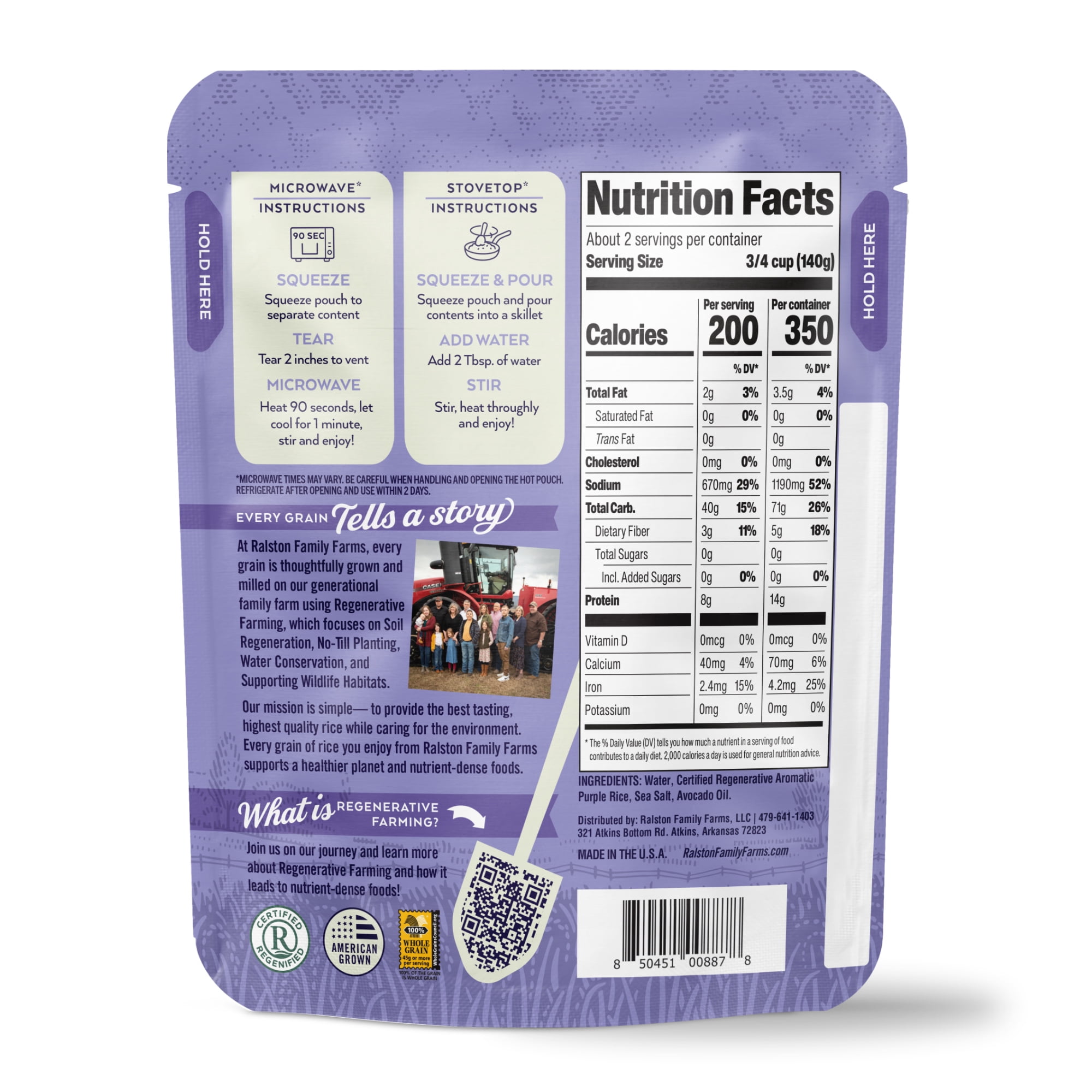 Ralston Family Farms Purple Rice, 8.5 OZ, Ready in 90 Seconds, 6 Pack