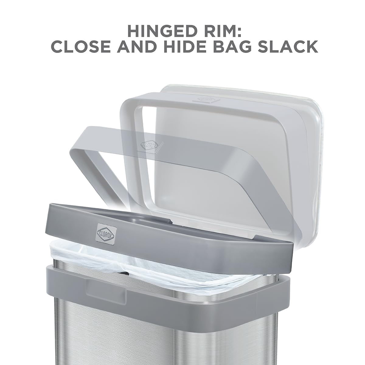 Clorox Trash Can, 13 Gal Stainless Steel Kitchen Garbage Bin with Wide Step Pedal, Silver