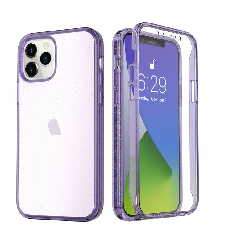 iPhone 12 Pro Max Case with Built-in Screen Protector, Dteck Lightweight  Bling Glitter Sparkle Full-Body Protection Silicone Shockproof Case Cover  for iPhone 12 Pro Max, Glitter Purple 