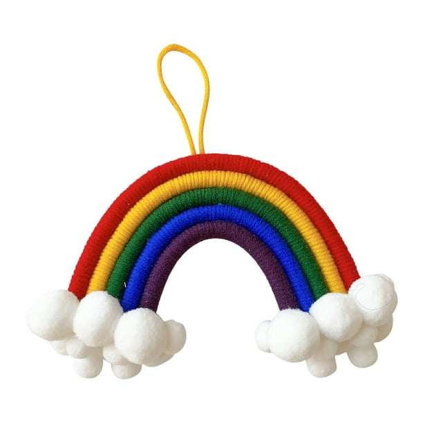 Colgante de decoración de habitación para niños, colgante de decoración de pared de arco iris de nubes tejidas Wmkox8yii fhajkh1027
